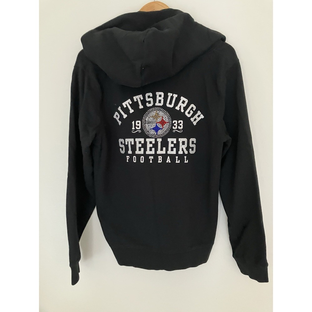 Pittsburgh Steelers Rhinestone Studded Full Zip NFL Team Apparel Women's Sz L